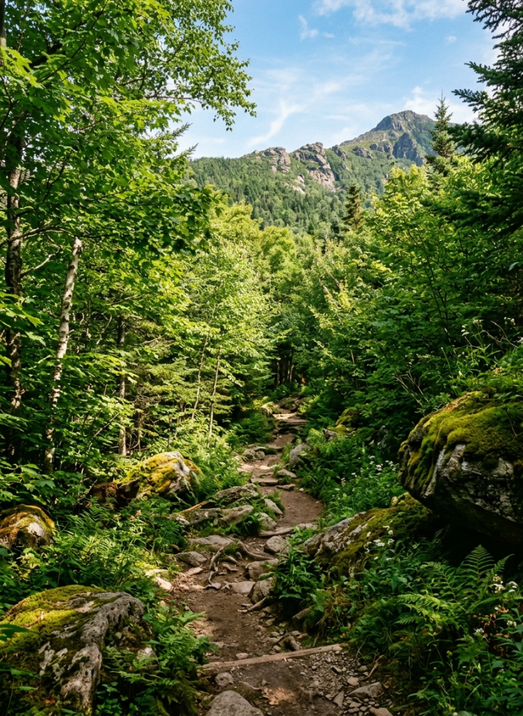 summer hiking trail in vermont